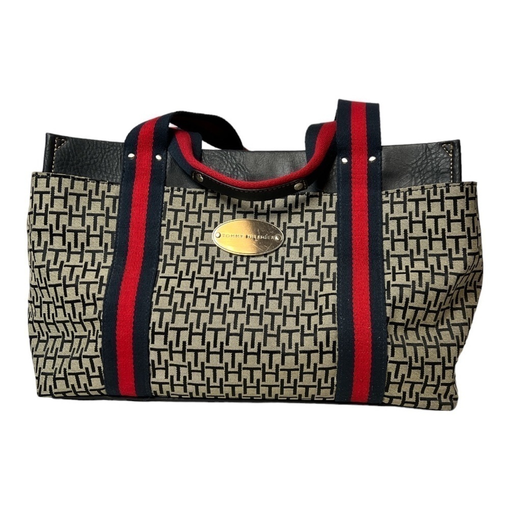 Vintage Tommy Hilfiger Faux Leather Canvas Bag